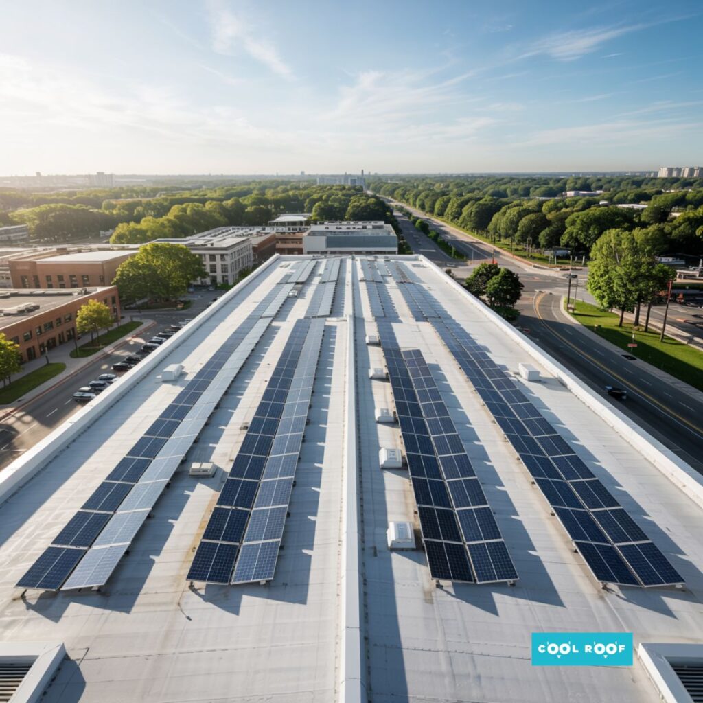 Cool roofing, panneaux photovoltaïques et toitures végétalisées : ces trois techniques de décarbonation des bâtiments ne s’excluent pas.